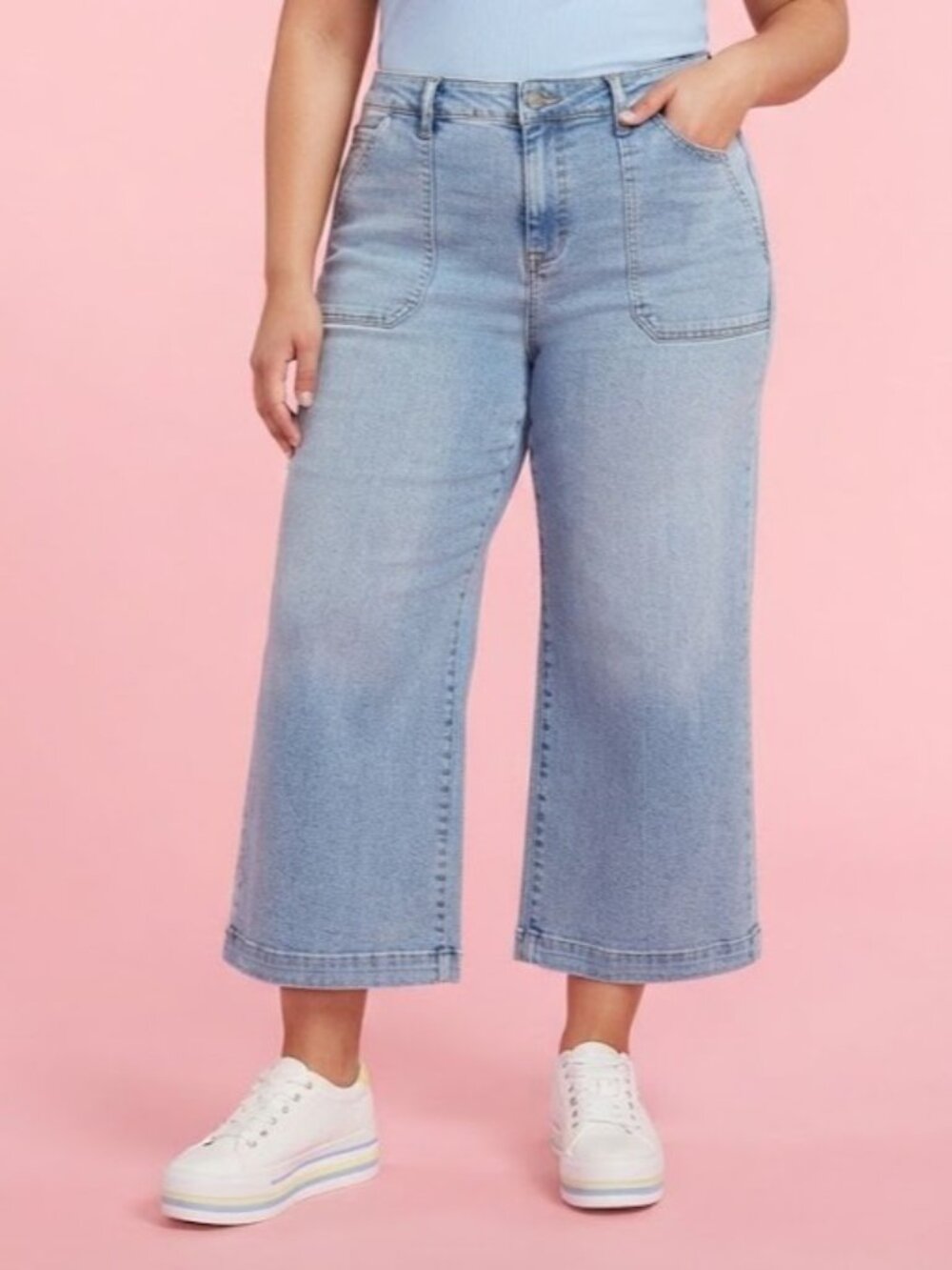 TORRID Light Blue Crop High-Rise Wide Leg Jeans